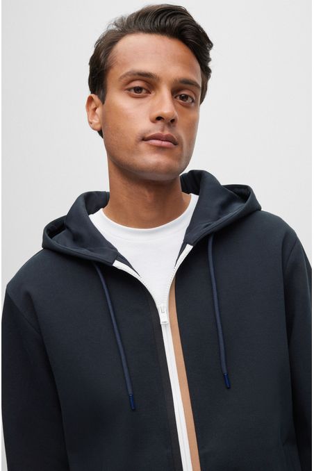CASACA DE BUZO CON CAPUCHA RELAXED FIT DE ALGODÓN HOMBRE