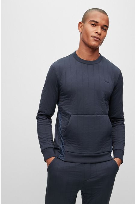 CASACA DE BUZO REGULAR FIT HÍBRIDO DE PUNTO EN VERTICAL HOMBRE
