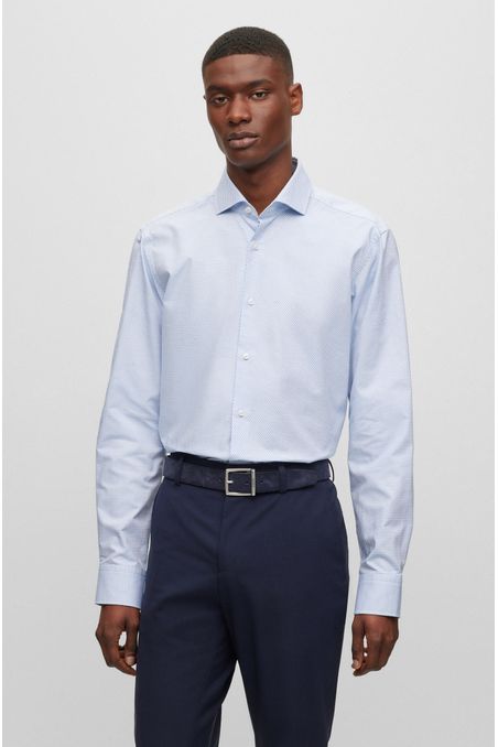 CAMISA REGULAR FIT DE ALGODÓN ELÁSTICO CON ESTRUCTURA HOMBRE