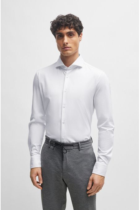 CAMISA SLIM FIT DE ELÁSTICO HOMBRE
