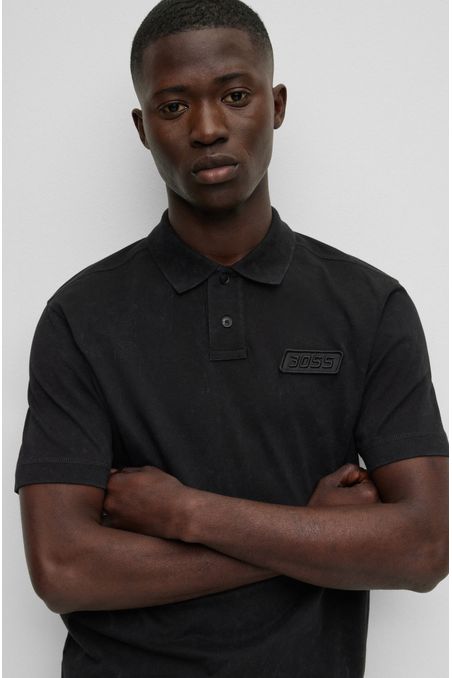 POLO PIQUÉ RELAXED FIT DE ALGODÓN ATERCIOPELADO CON PARCHE DE LOGO HOMBRE