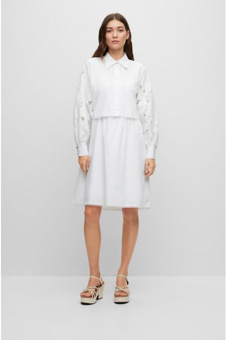VESTIDO RELAXED FIT EN PURO ALGODÓN CON BORDADO MUJER