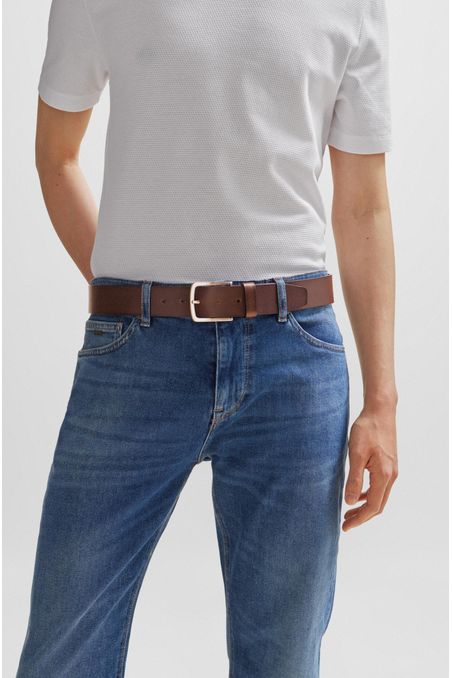 CINTURÓN DE PIEL ITALIANA CON LOGO HOMBRE