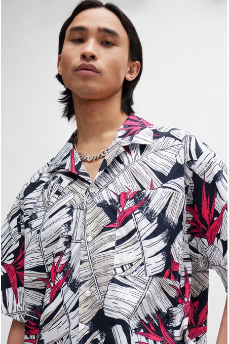 CAMISA OVERSIZE FIT DE ALGODÓN CON LOGO HOMBRE