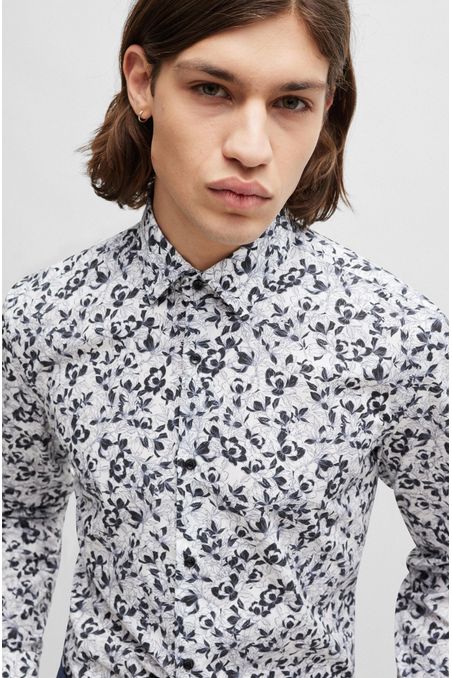 CAMISA SLIM FIT EN ALGODÓN ESTAMPADO HOMBRE