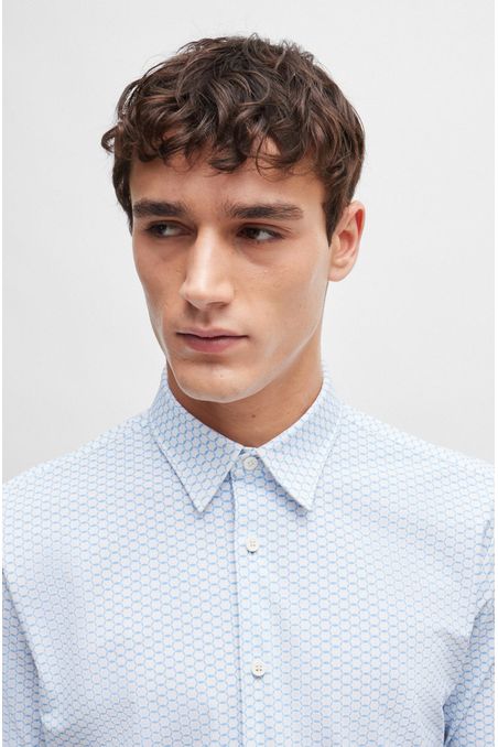 CAMISA SLIM FIT EN PUNTO TÉCNICO ELÁSTICO ESTAMPADO HOMBRE
