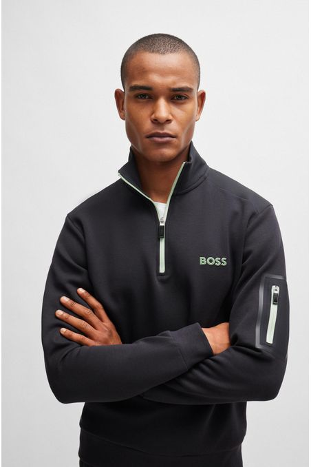 POLERA REGULAR FIT DE ALGODÓN CON CUELLO CON CREMALLERA Y LOGO HOMBRE