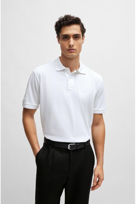 POLO PIQUÉ REGULAR FIT DE ALGODÓN CON MONOGRAMA DOBLE BORDADO HOMBRE