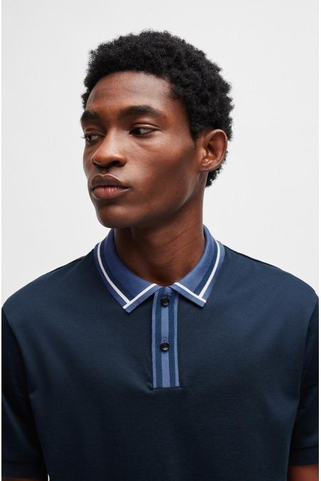 POLO PIQUÉ SLIM FIT DE ALGODÓN CON RAYAS EN CONTRASTE HOMBRE