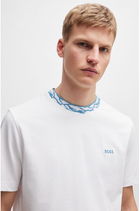 POLO REGULAR FIT EN PUNTO DE ALGODÓN CON CUELLO ESTAMPADO HOMBRE