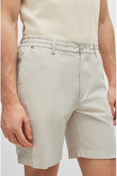 SHORTS REGULAR FIT DE ALGODÓN ELÁSTICO CON LINO HOMBRE