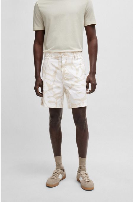 SHORTS REGULAR FIT DE ALGODÓN ELÁSTICO ESTAMPADO HOMBRE
