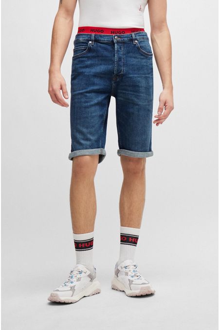 SHORTS TAPERED FIT EN DENIM ELÁSTICO HOMBRE