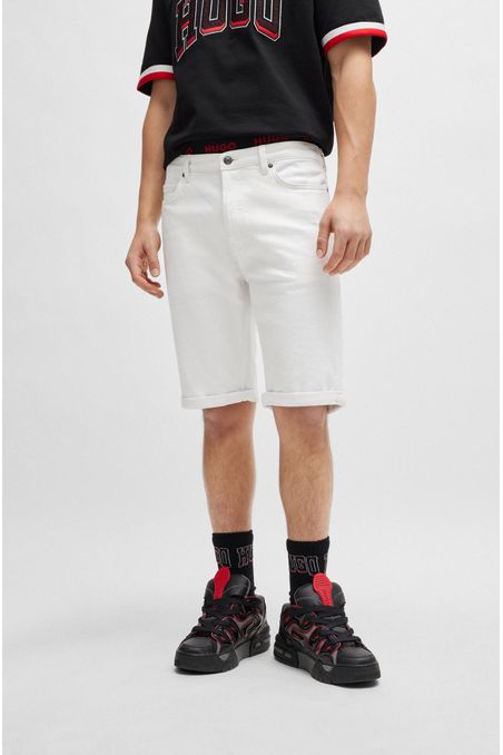 SHORTS TAPERED FIT EN TEJIDO DENIM ELÁSTICO HOMBRE
