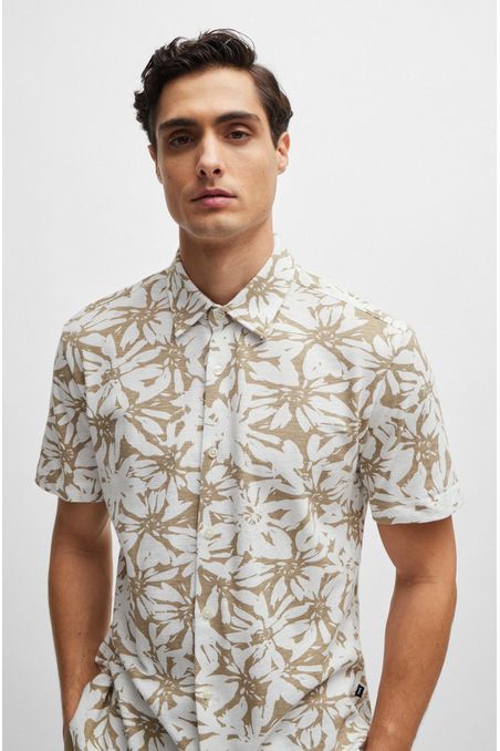 CAMISA SLIM FIT EN ALGODÓN ESTAMPADO HOMBRE