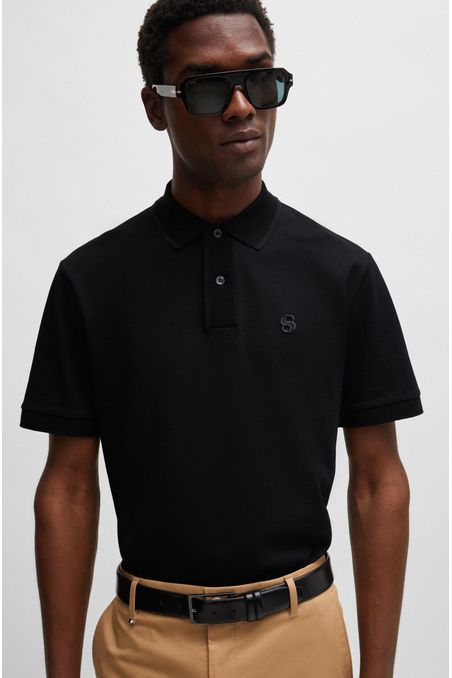 POLO PIQUÉ REGULAR FIT DE ALGODÓN CON MONOGRAMA DOBLE BORDADO HOMBRE