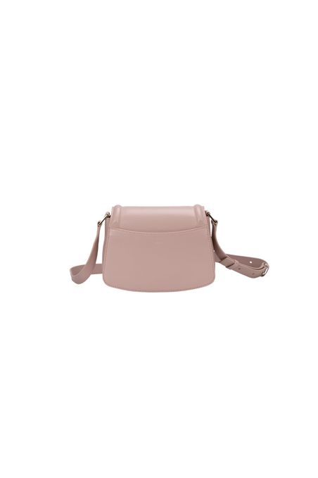 BOLSO DE PIEL CON SOLAPA, HERRAJES Y MONOGRAMA MUJER