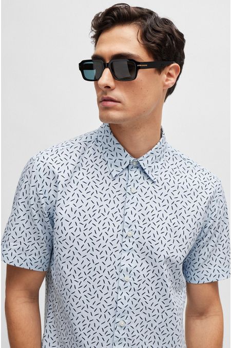 CAMISA SLIM FIT EN ALGODÓN OXFORD ESTAMPADO HOMBRE