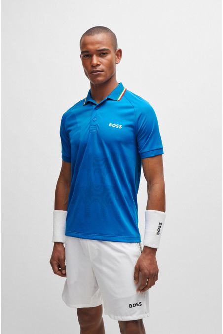 POLO PIQUÉ SLIM FIT BOSS X MATTEO BERRETTINI EN PUNTO DE JACQUARD HOMBRE
