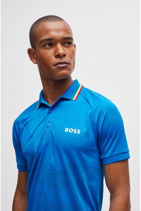 POLO PIQUÉ SLIM FIT BOSS X MATTEO BERRETTINI EN PUNTO DE JACQUARD HOMBRE