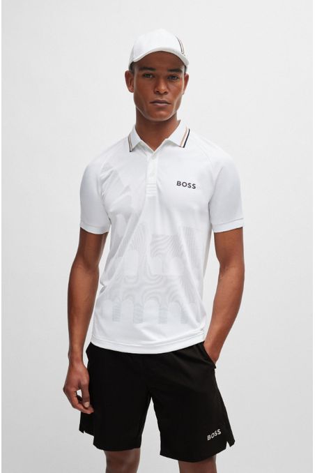 POLO PIQUÉ SLIM FIT BOSS X MATTEO BERRETTINI EN PUNTO DE JACQUARD HOMBRE
