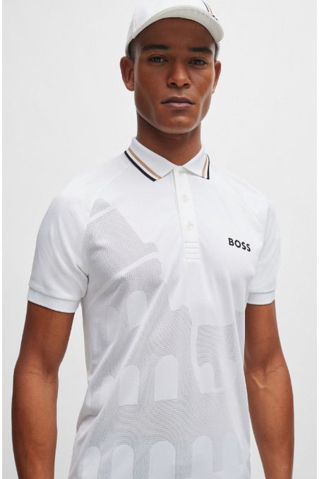 POLO PIQUÉ SLIM FIT BOSS X MATTEO BERRETTINI EN PUNTO DE JACQUARD HOMBRE