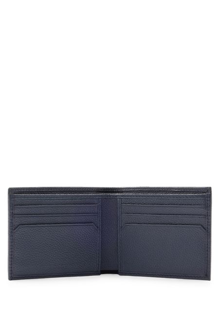 BILLETERA DE PIEL GRANULADA CON LOGO HOMBRE