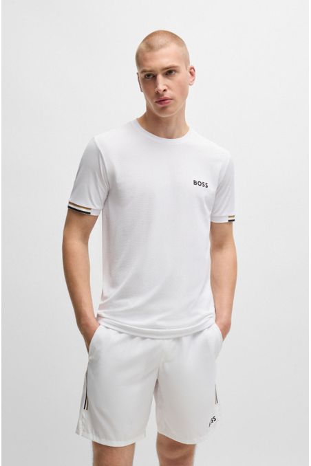 POLO BOSS X MATTEO BERRETTINI DE TEJIDO DE REJILLA CON DISEÑO DE RAYAS HOMBRE