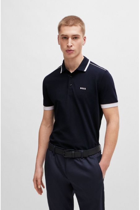 POLO PIQUÉ REGULAR FIT DE PIQUÉ DE ALGODÓN CON RAYAS EN CONTRASTE Y LOGO HOMBRE