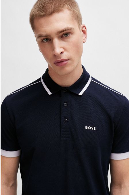 POLO PIQUÉ REGULAR FIT DE PIQUÉ DE ALGODÓN CON RAYAS EN CONTRASTE Y LOGO HOMBRE