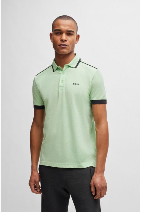 POLO PIQUÉ REGULAR FIT DE PIQUÉ DE ALGODÓN CON RAYAS EN CONTRASTE Y LOGO HOMBRE