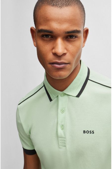 POLO PIQUÉ REGULAR FIT DE PIQUÉ DE ALGODÓN CON RAYAS EN CONTRASTE Y LOGO HOMBRE
