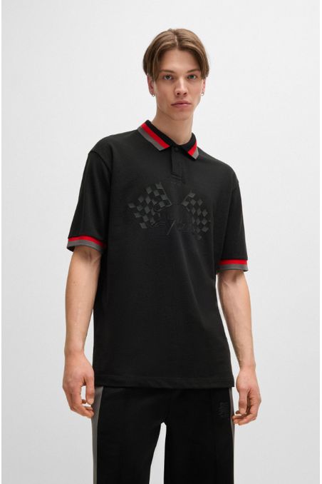 POLO PIQUÉ RELAXED FIT HUGO X RB CON DETALLE DE LA MARCA HOMBRE