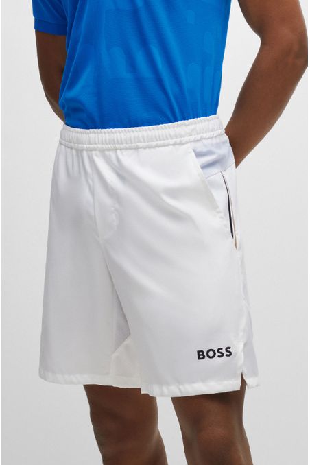 SHORTS REGULAR FIT BOSS X MATTEO BERRETTINI DE SECADO RÁPIDO CON LOGO HOMBRE