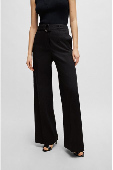 PANTALONES RELAXED FIT DE MEZCLA DE LINO MUJER