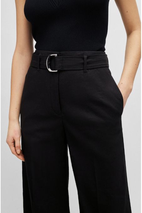 PANTALONES RELAXED FIT DE MEZCLA DE LINO MUJER