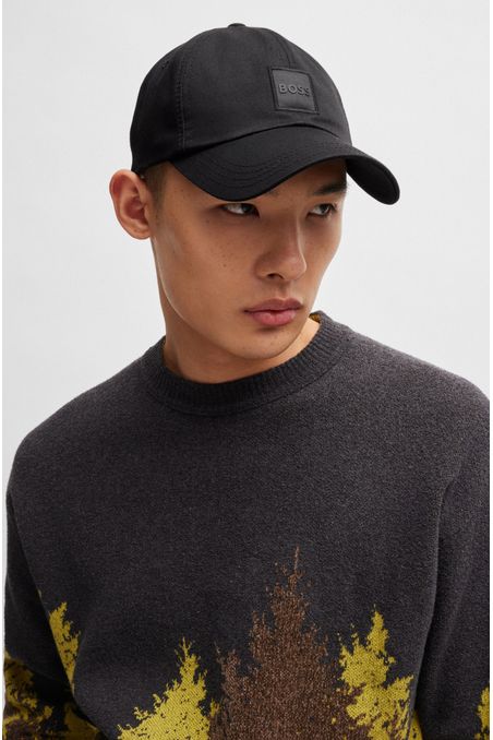 GORRA DE SARGA DE ALGODÓN CON PARCHE DE LOGO HOMBRE