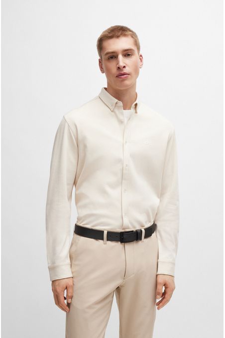 CAMISA REGULAR FIT DE PUNTO DE ALGODÓN RESISTENTE A LAS ARRUGAS HOMBRE