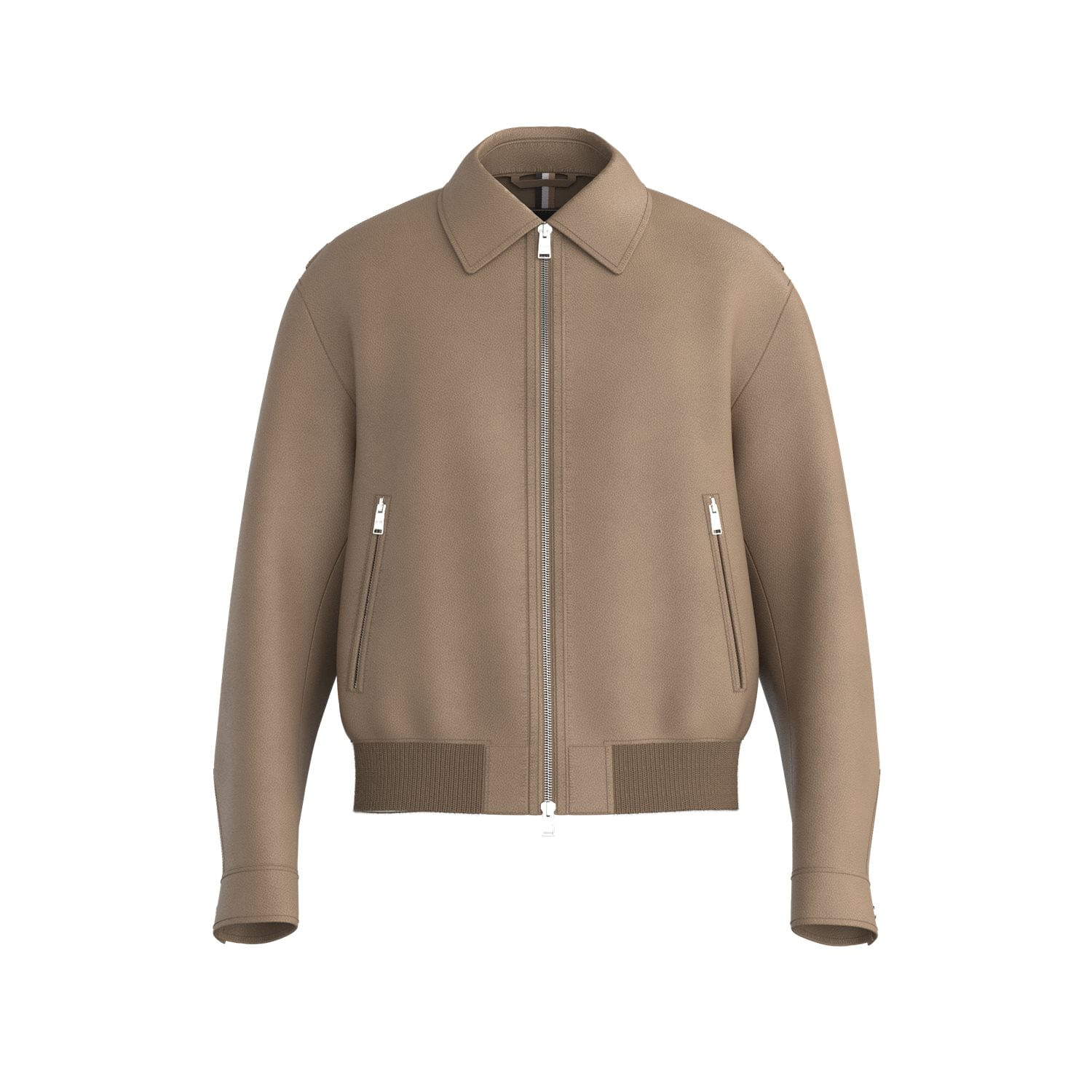 CASACA REGULAR FIT DE PIEL SUAVE CON CUELLO ALZADO HOMBRE