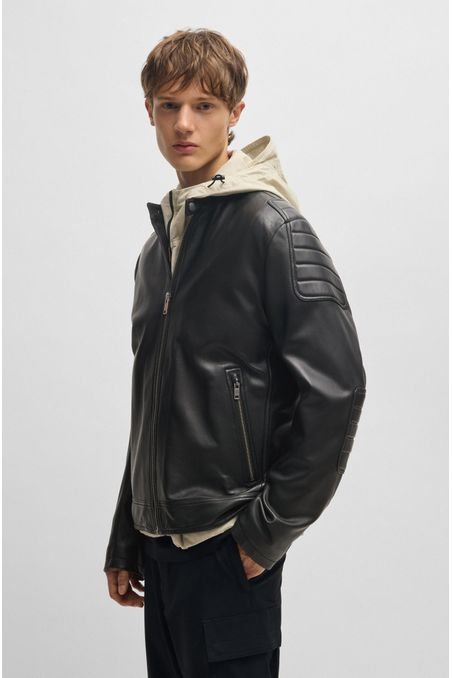 CASACA REGULAR FIT EN PIEL DE TACTO SUAVE HOMBRE