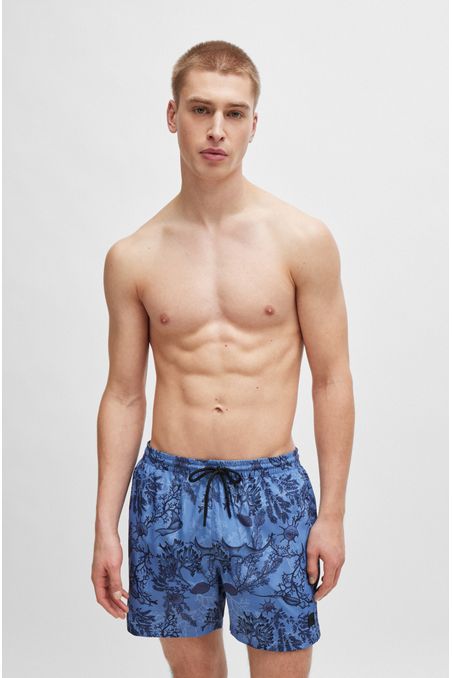 PANTALONES DE BAÑO CON INSIGNIA DE LOGO Y ESTAMPADO HOMBRE