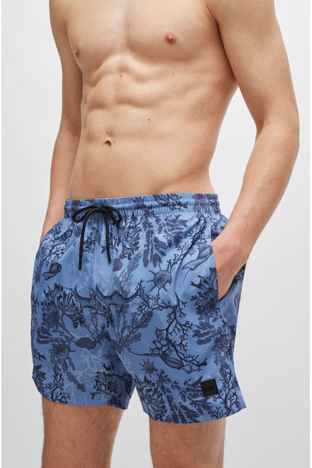 PANTALONES DE BAÑO CON INSIGNIA DE LOGO Y ESTAMPADO HOMBRE