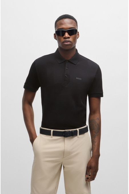 POLO PIQUÉ RELAXED FIT DE JACQUARD DE ALGODÓN CON LOGO HOMBRE