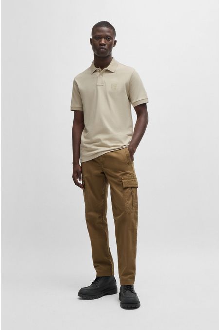 POLO PIQUÉ SLIM FIT DE ALGODÓN ELÁSTICO CON PARCHE DE LOGO HOMBRE