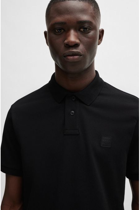 POLO PIQUÉ SLIM FIT DE ALGODÓN ELÁSTICO CON PARCHE DE LOGO HOMBRE