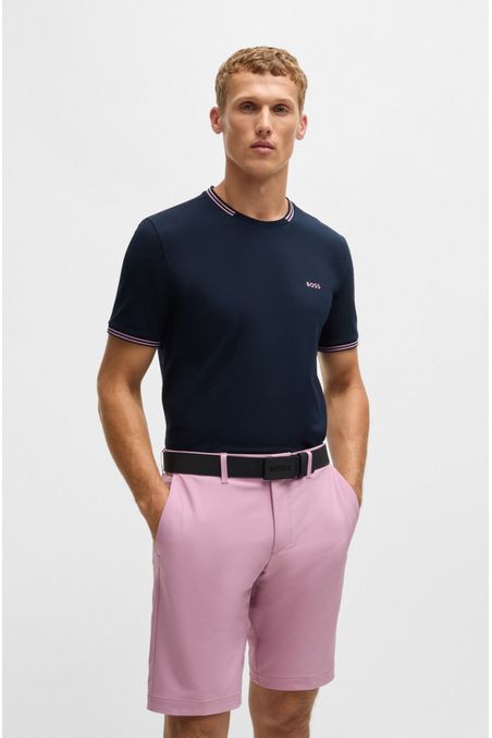 POLO REGULAR FIT DE ALGODÓN ELÁSTICO CON RAYAS Y LOGOTIPO HOMBRE