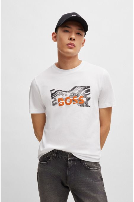 POLO REGULAR FIT DE PUNTO DE ALGODÓN CON LOGO DE DISEÑO HOMBRE