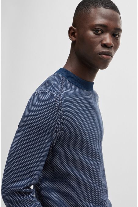 CHOMPA REGULAR FIT DE ALGODÓN CON ESTRUCTURA DE MALLA HOMBRE