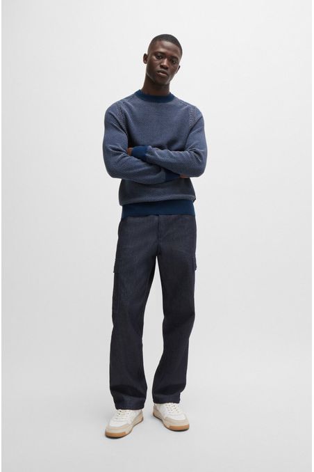 CHOMPA REGULAR FIT DE ALGODÓN CON ESTRUCTURA DE MALLA HOMBRE