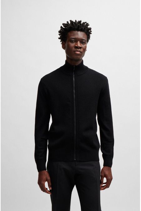 CASACA REGULAR FIT DE LANA VIRGEN CON CREMALLERA HOMBRE